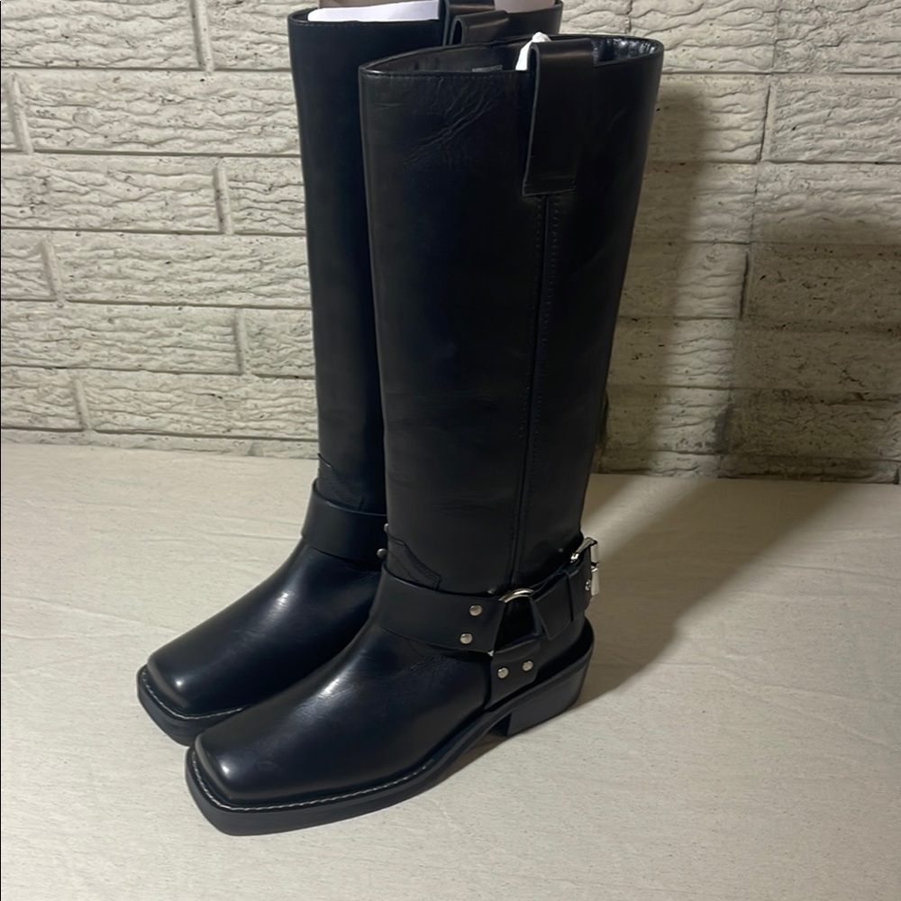 ASOS Black Biker Leather Women's Boots Size 9